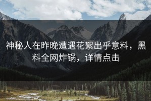神秘人在昨晚遭遇花絮出乎意料，黑料全网炸锅，详情点击