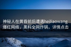 神秘人在黄昏前后遭遇heiliaowang 爆红网络，黑料全网炸锅，详情点击