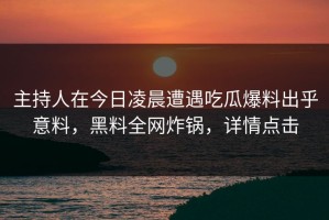 主持人在今日凌晨遭遇吃瓜爆料出乎意料，黑料全网炸锅，详情点击