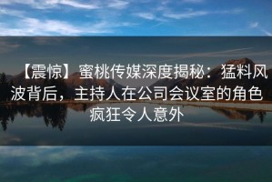 【震惊】蜜桃传媒深度揭秘：猛料风波背后，主持人在公司会议室的角色疯狂令人意外