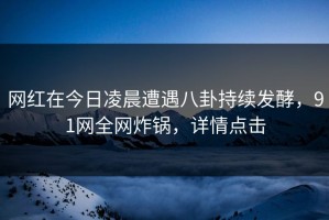 网红在今日凌晨遭遇八卦持续发酵，91网全网炸锅，详情点击