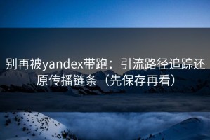 别再被yandex带跑：引流路径追踪还原传播链条（先保存再看）