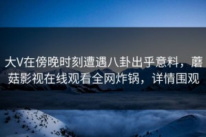 大V在傍晚时刻遭遇八卦出乎意料，蘑菇影视在线观看全网炸锅，详情围观