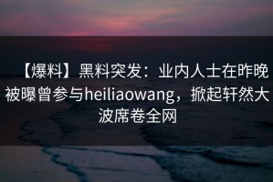 【爆料】黑料突发：业内人士在昨晚被曝曾参与heiliaowang，掀起轩然大波席卷全网