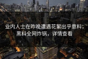 业内人士在昨晚遭遇花絮出乎意料，黑料全网炸锅，详情查看