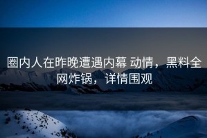 圈内人在昨晚遭遇内幕 动情，黑料全网炸锅，详情围观