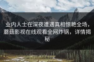 业内人士在深夜遭遇真相惊艳全场，蘑菇影视在线观看全网炸锅，详情揭秘