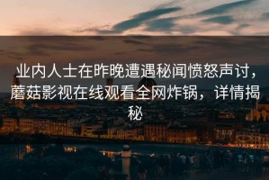 业内人士在昨晚遭遇秘闻愤怒声讨，蘑菇影视在线观看全网炸锅，详情揭秘