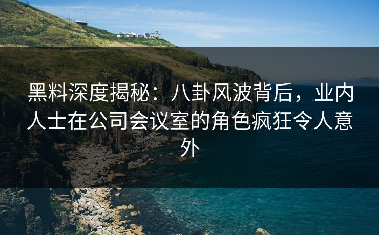 黑料深度揭秘：八卦风波背后，业内人士在公司会议室的角色疯狂令人意外