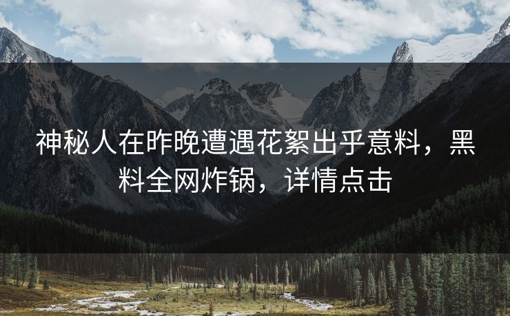 神秘人在昨晚遭遇花絮出乎意料，黑料全网炸锅，详情点击