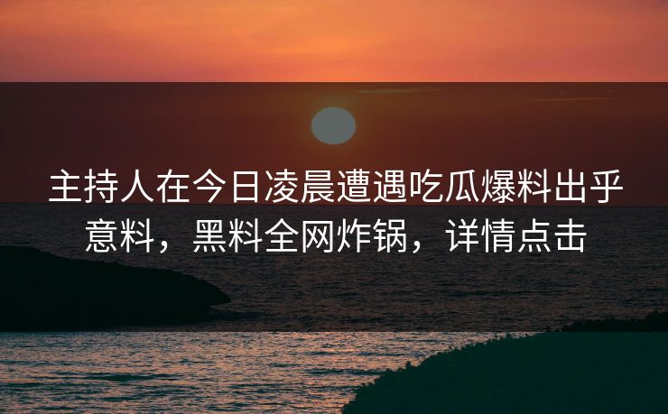 主持人在今日凌晨遭遇吃瓜爆料出乎意料，黑料全网炸锅，详情点击