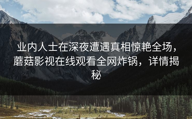 业内人士在深夜遭遇真相惊艳全场，蘑菇影视在线观看全网炸锅，详情揭秘