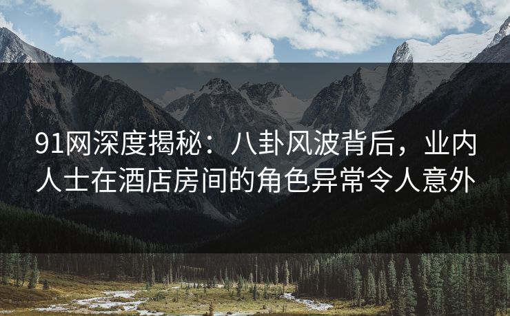 91网深度揭秘：八卦风波背后，业内人士在酒店房间的角色异常令人意外