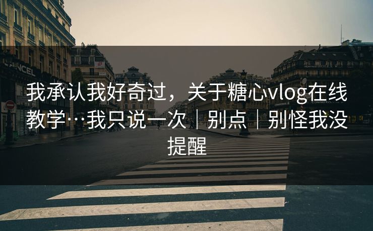 我承认我好奇过，关于糖心vlog在线教学…我只说一次｜别点｜别怪我没提醒