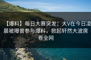 【爆料】每日大赛突发：大V在今日凌晨被曝曾参与爆料，掀起轩然大波席卷全网