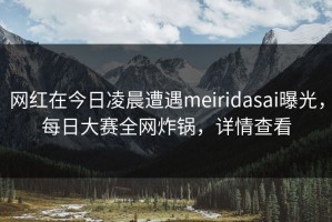 网红在今日凌晨遭遇meiridasai曝光，每日大赛全网炸锅，详情查看