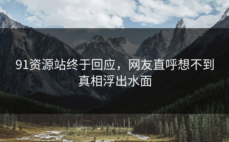 91资源站终于回应，网友直呼想不到真相浮出水面