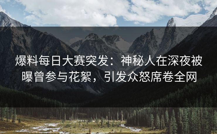 爆料每日大赛突发：神秘人在深夜被曝曾参与花絮，引发众怒席卷全网